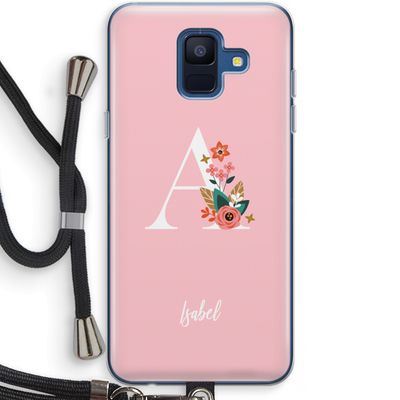 Pink Bouquet: Samsung Galaxy A6 (2018) Transparant Hoesje met koord