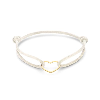 Armband Hartje zilver-satijn goudkleurig-ivoorwit 13 - 26 cm