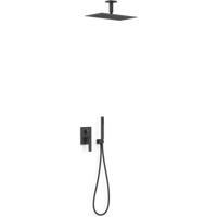 Regendouche set Tres Slim | Inbouw | Mengkraan | 2-weg | Vierkant | Zwart mat