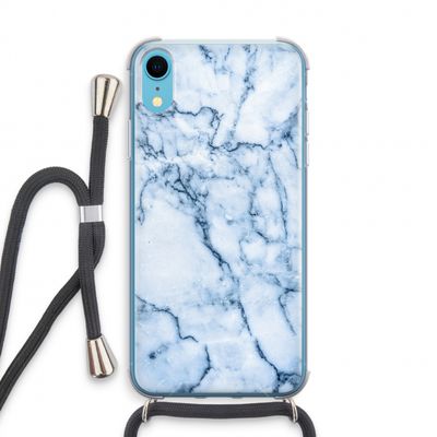 Blauw marmer: iPhone XR Transparant Hoesje met koord