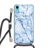 Blauw marmer: iPhone XR Transparant Hoesje met koord