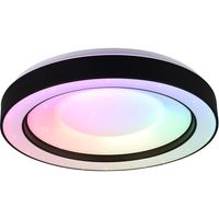LED Plafondlamp - Plafondverlichting - Trion Aroma - 22W - RGBW - Dimbaar - Aanpasbare Kleur - Afstandsbediening - Sterlicht - Rond - Mat Zwart - Kunststof