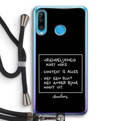 Mijn Motto's: Huawei P30 Lite Transparant Hoesje met koord