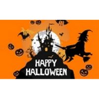 Oranje Halloween versiering vlag - thumbnail