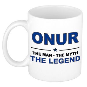 Naam cadeau mok/ beker Onur The man, The myth the legend 300 ml - Naam mokken