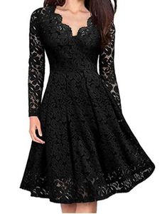 Casual Plain Lace Dress With No