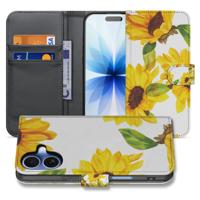 Apple iPhone 17 Hoesje Zonnebloemen Wallet PU Leer 3 Pasjes