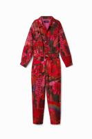 Lange jumpsuit met print van tuin - ORANGE - 9/10 - thumbnail