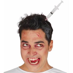 Injectiespuit in het hoofd diadeem - Halloween/horror verkleed haarband