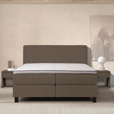 1-Persoons Boxspring Cloud Comfort - Deluxe - Taupe 90x200 cm - Pocketvering - Inclusief Topper - Dekbed-Discounter.nl
