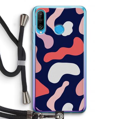 Memphis Shapes Pink: Huawei P30 Lite Transparant Hoesje met koord