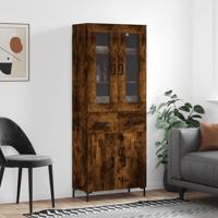 Hoge kast 69,5x34x180 cm bewerkt hout gerookt eikenkleurig
