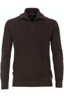 Casa Moda Casual Fit Half-Zip Sweater bruin, Effen