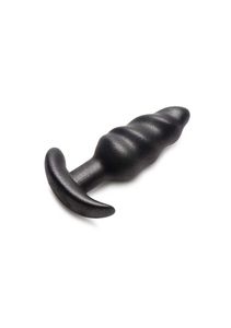 25X Vibrating Silicone Swirl Plug + Remote Control - Black
