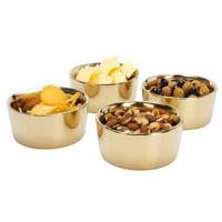 Siaki Serveer/chips schaaltjes - 4x stuks - aardewerk/gres - metallic goud - 9 x 18 cm