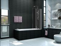 Wiesbaden draaibare badwand 800x1500 6mm NANO chroom