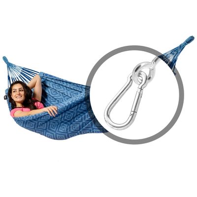 Eenpersoons hangmat met bevestiging - 300x140cm - Blauw - 120kg draagkracht- 100% katoen - binnen & buiten