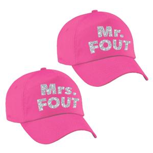 Mr. en MRS. FOUT petjes / baseballcaps - roze met zilver - Dames en heren