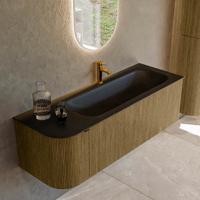 Badmeubel Mondiaz Kurve | 135 cm cm | Meubelkleur Dusk | Wastafelkleur Urban | Solid surface | Wasbak rechter zijde spoelbak | 1 kraangat