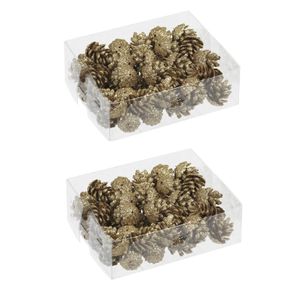 96x stuks decoratie dennenappels glitter goud 3,5 cm