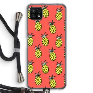 Ananas: Samsung Galaxy A22 5G Transparant Hoesje met koord