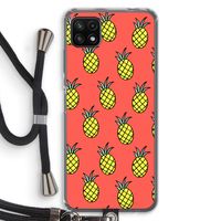Ananas: Samsung Galaxy A22 5G Transparant Hoesje met koord