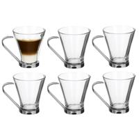 Alessandro Koffieglazen Cafeleche - 6 stuks - 200 ml - cappuccino glas - met RVS oor