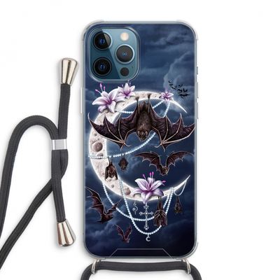 Vleermuizen Maan: iPhone 12 Pro Max Transparant Hoesje met koord