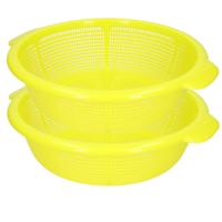 Plasticforte keuken vergiet - 2x stuks - groen - 31 x 9,5 cm - kunststof - afgieten van groente