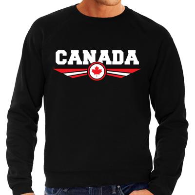Canada land thema sweater - met vlag kleuren - zwart - heren - Supporters trui - lange mouwen Canada land thema sweater - met vlag kleuren - zwart - heren - Supporters trui - lange mouwen