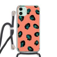 Pink Cheetah: iPhone 11 Transparant Hoesje met koord
