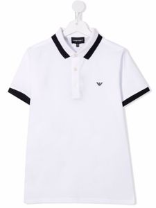 Emporio Armani Kids polo à logo brodé - Blanc