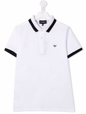 Emporio Armani Kids polo à logo brodé - Blanc