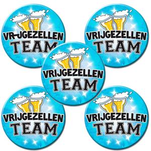 XL button Vrijgezellen Team - 10x stuks - blauw - vrijgezellenfeest - accessoires