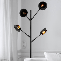 Grote zwarte vloerlamp met schakelaar en G9 fittingen By Rydens Turno