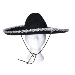 Mexicaanse Sombrero hoed voor heren - carnaval/verkleed accessoires - zwart/zilver