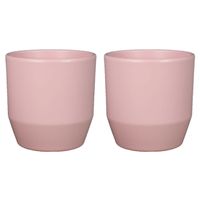 Set van 2x plantenpot/bloempot keramiek mat lichtroze - D27.5/H25 cm