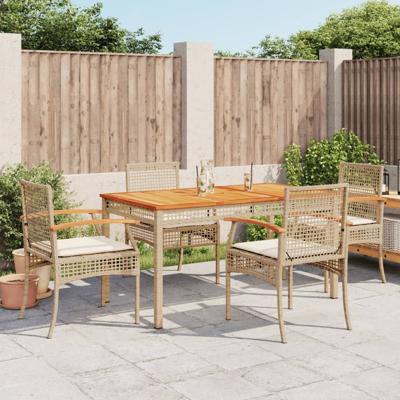 5-delige Tuinset met kussens poly rattan beige