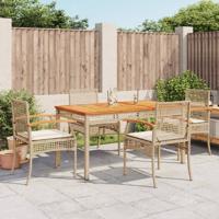 5-delige Tuinset met kussens poly rattan beige