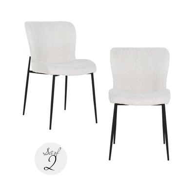 Eetkamerstoel Darby White Bouclé Black (set van 2)