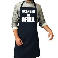 Barbecueschort Licensed to grill navy heren   -