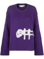 Off-White pull à logo intarsia - Violet - thumbnail