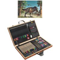 Complete teken/schilder doos 88-delig met een A4 Dino schetsboek - Potlodendozen - thumbnail