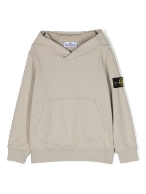 Stone Island Junior hoodie en coton à patch logo - Gris