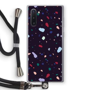 Dark Rounded Terrazzo: Samsung Galaxy Note 10 Transparant Hoesje met koord