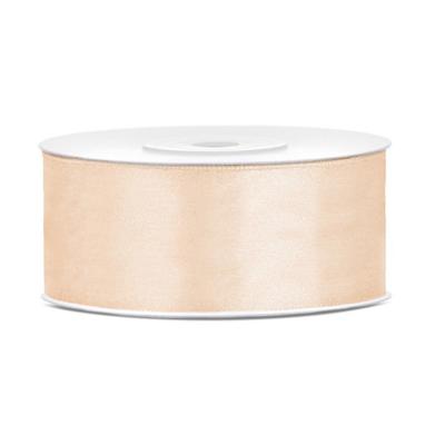 Partydeco Cadeaulint - creme - 2,5 cm x 25 meter - satijn - sierlint - inpakken - decoratie