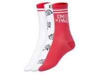 3 paar dames sokken (35-38, Emily in Paris wit/roze)