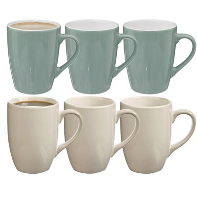 5Five Koffiemokken Colorama - 6x stuks - Keramiek - in 2 kleuren - 380 ml - 9 x 11 cm
