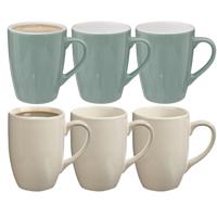 5Five Koffiemokken Colorama - 6x stuks - Keramiek - in 2 kleuren - 380 ml - 9 x 11 cm