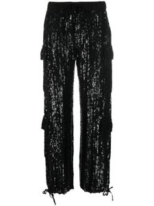 P.A.R.O.S.H. sequinned straight-leg cargo trousers - Noir